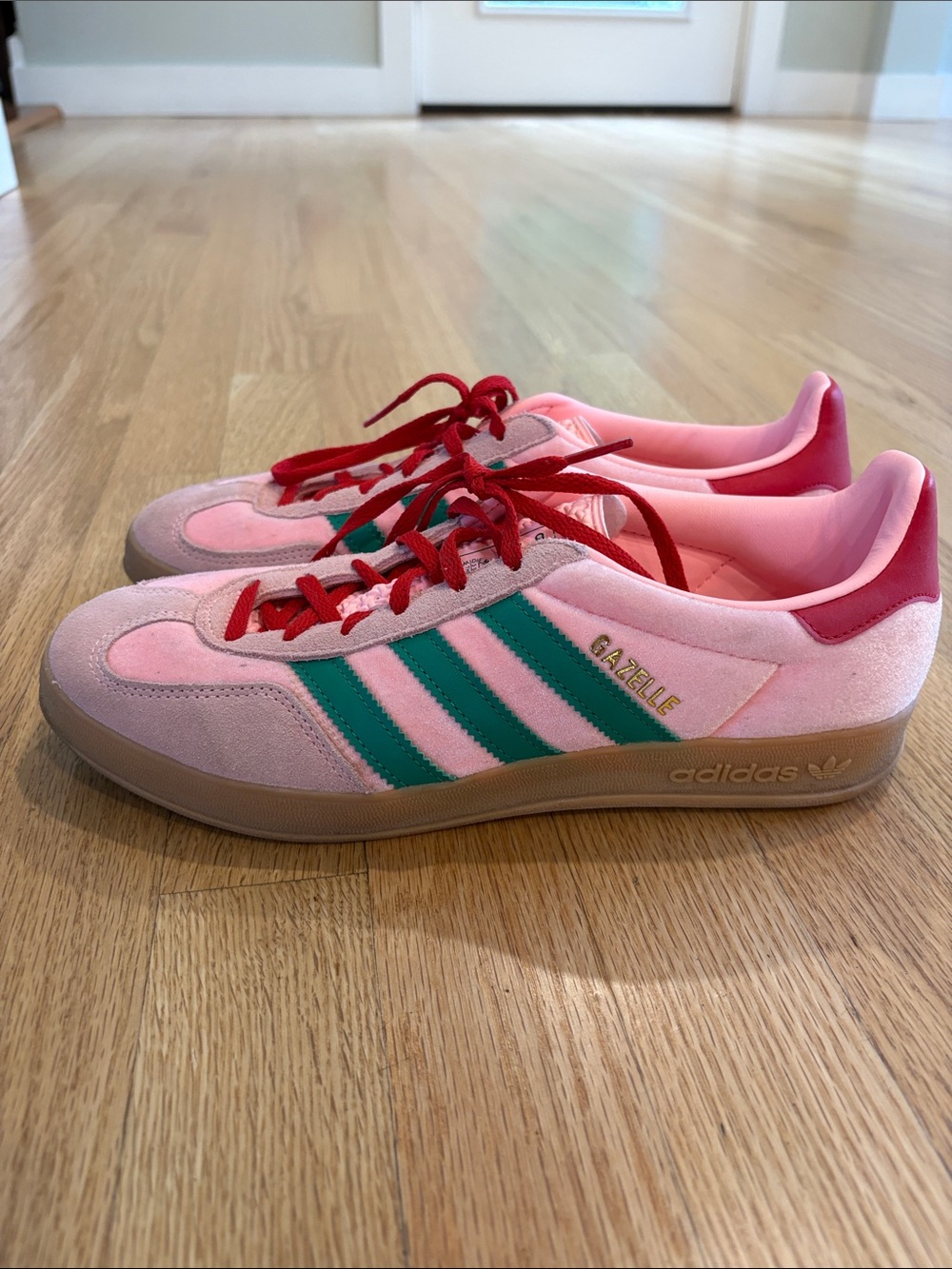 adidas Gazelle Women’s Pink, Green & Red Suede Sneakers size 9